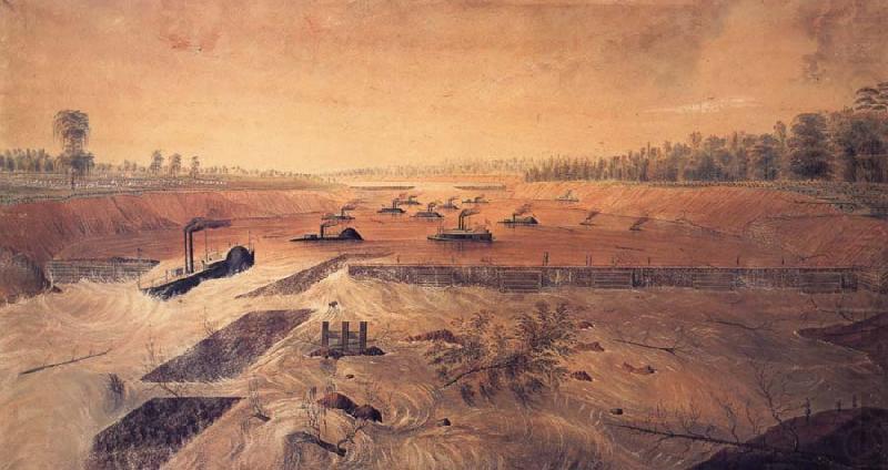 James Madison Alden Admiral Porter-s Gunboats Passing the Red River Dam china oil painting image